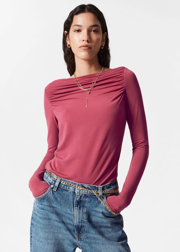 Draped Boatneck Top