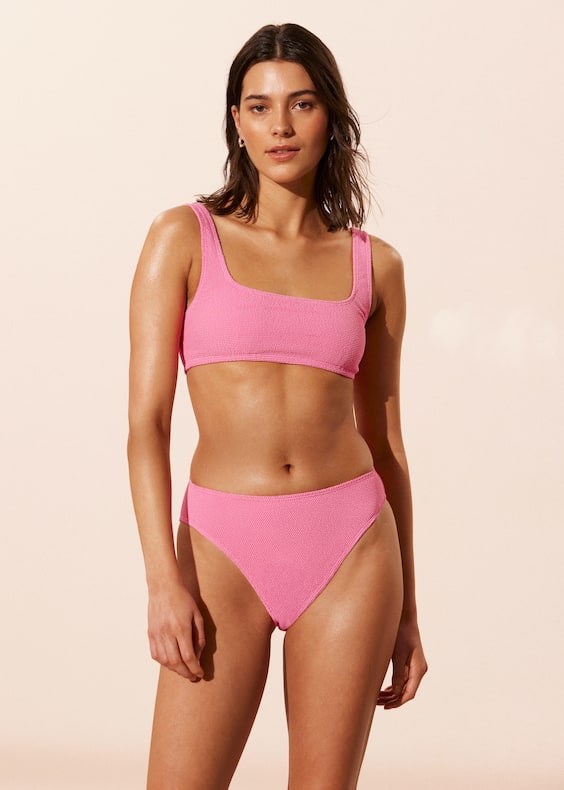 Textured High-Waist Bikini Briefs