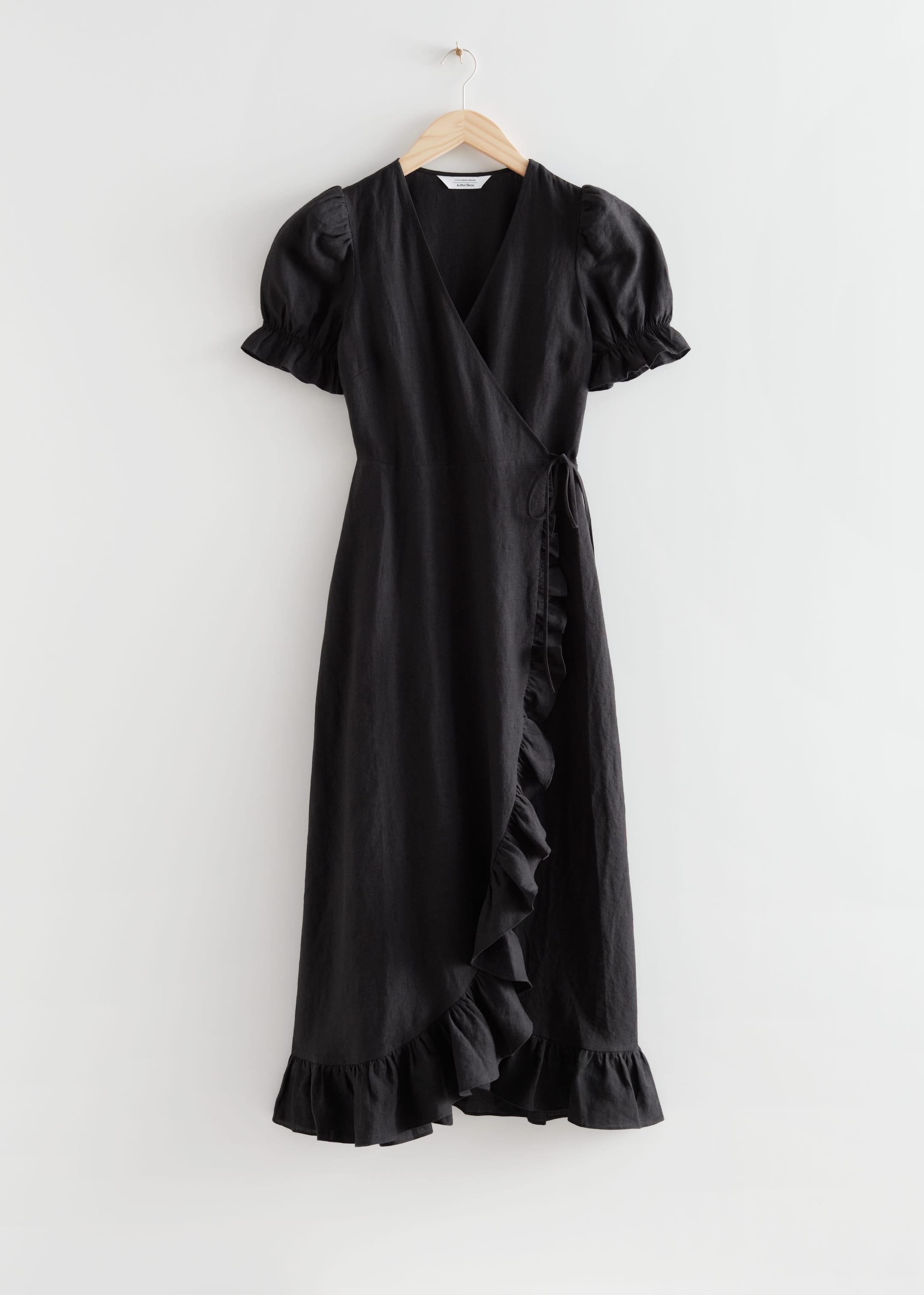 Ruffled Wrap Midi Dress Black Other Stories DK