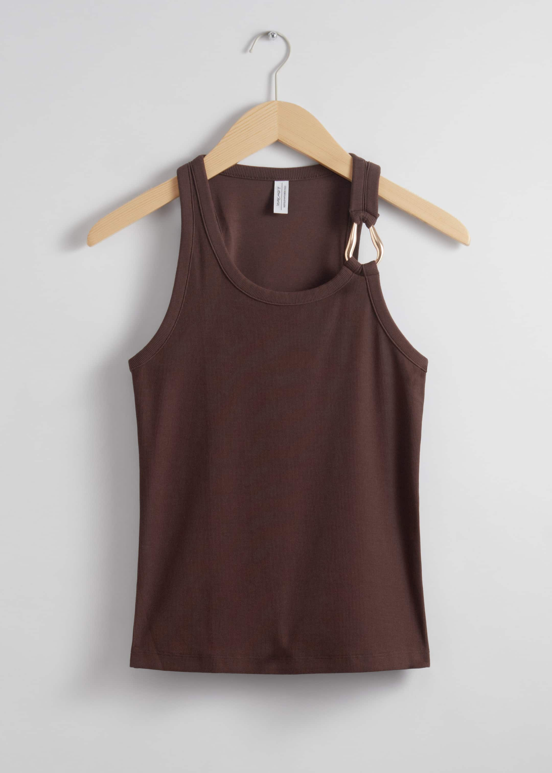 Metal-Buckle Tank Top - Dark Brown - Still Life