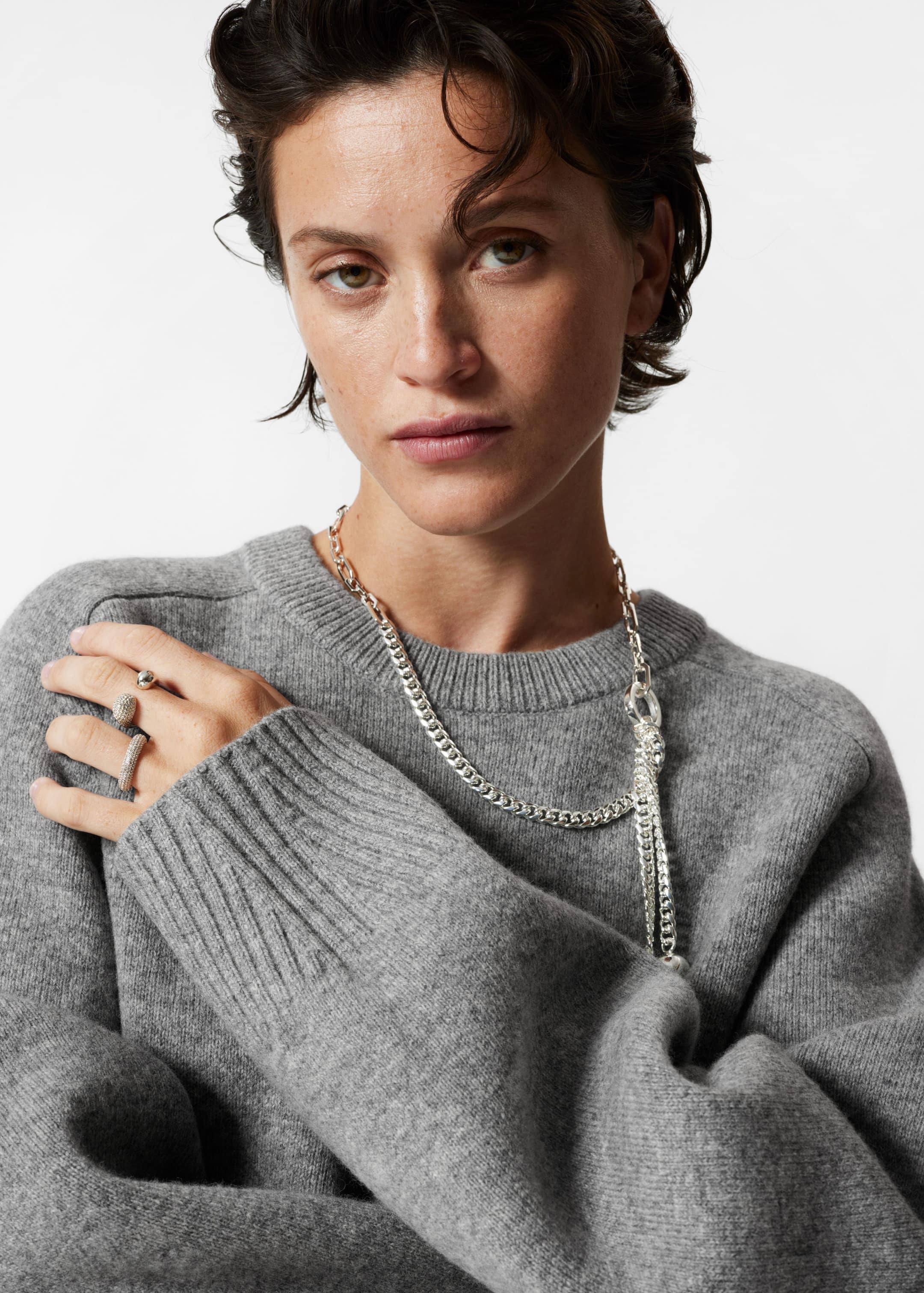 Pull en maille - Gris - Lookbook