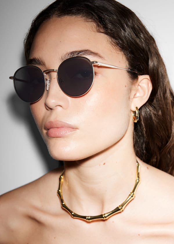 Slim Oval-Frame Sunglasses