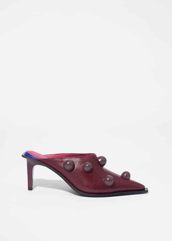 Beaded Leather Mules