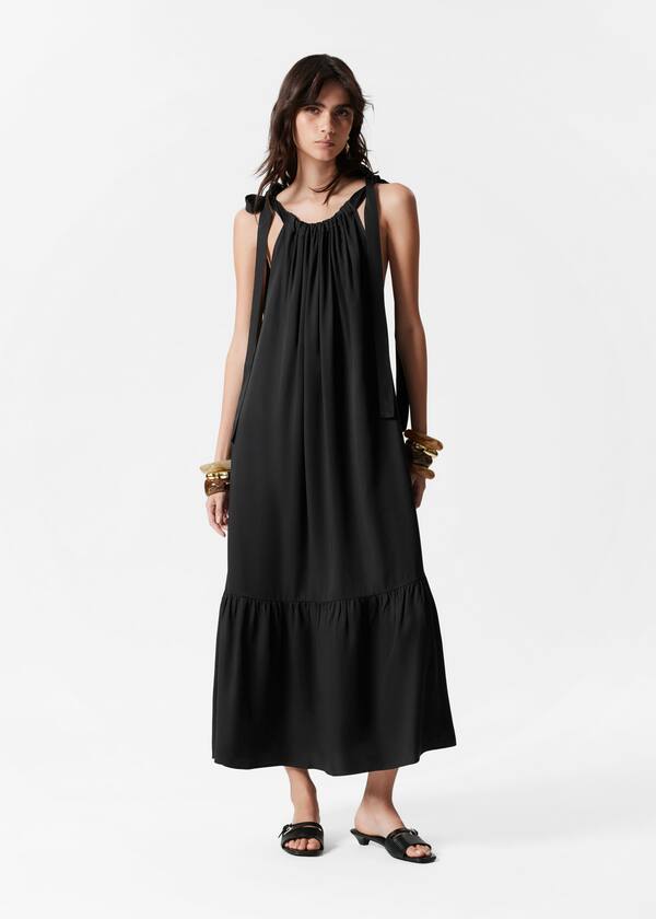 Gathered Sleeveless Midi Dress