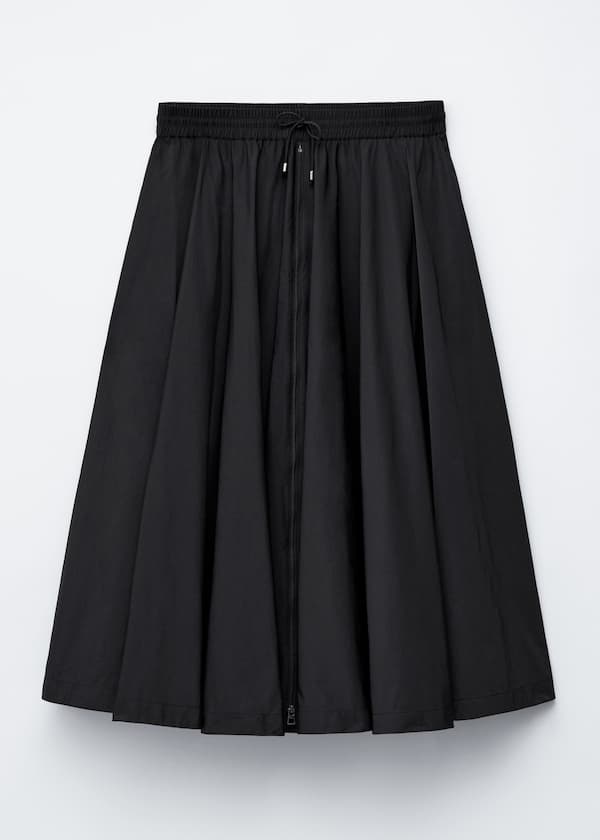 Drawstring A-line Midi Skirt