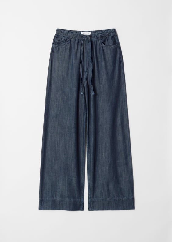 Wide-Leg Drawstring Jeans