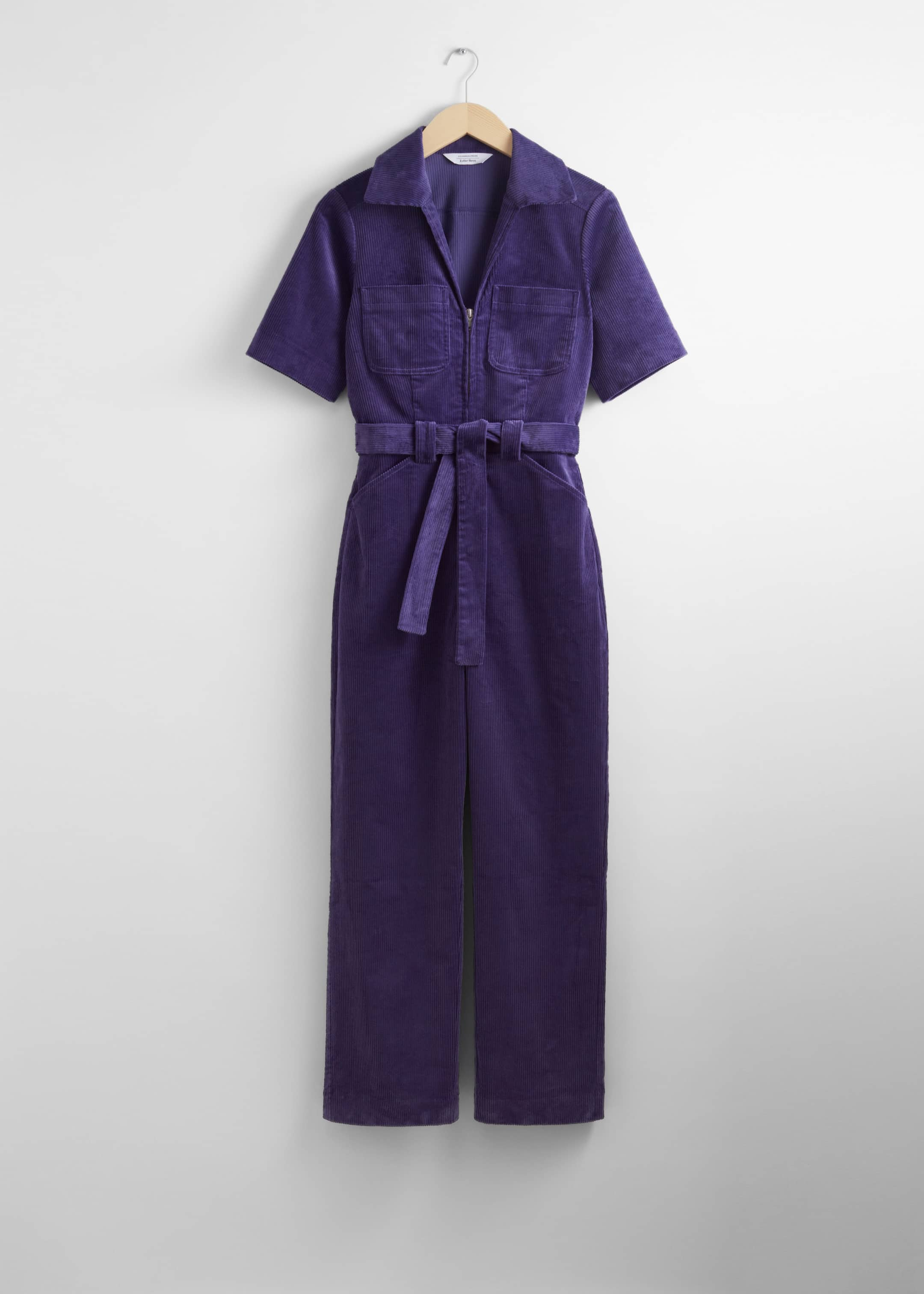 Image of Belted Corduroy Jumpsuit