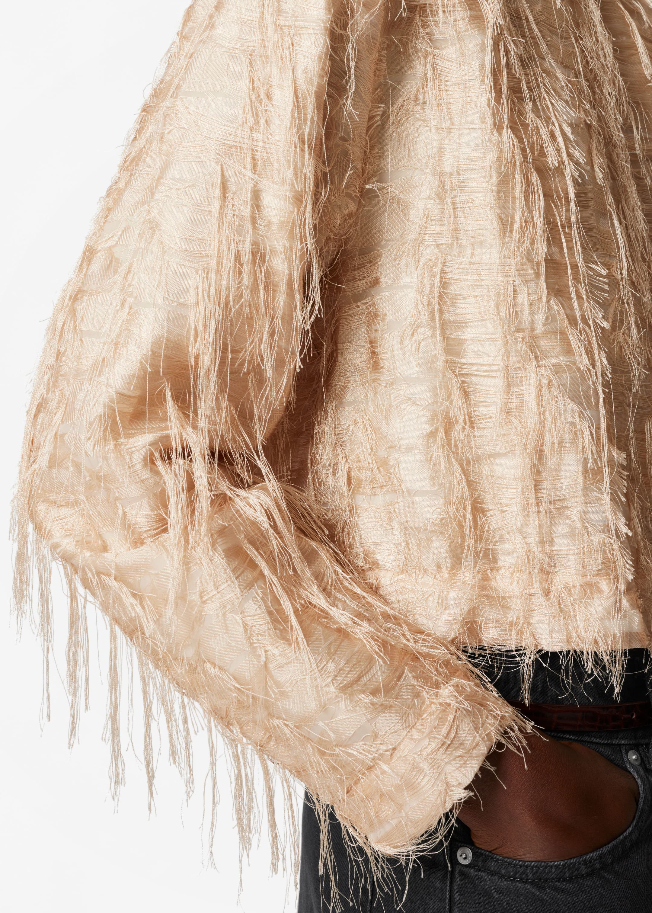 Frayed Top - Beige - Lookbook