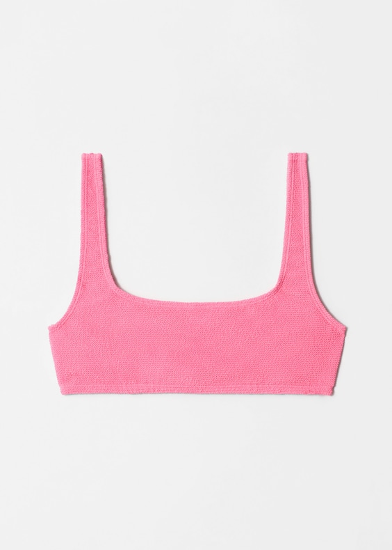 Textured Square-Neck Bikini Top