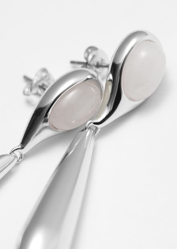 Teardrop-Pendant Stone Earrings