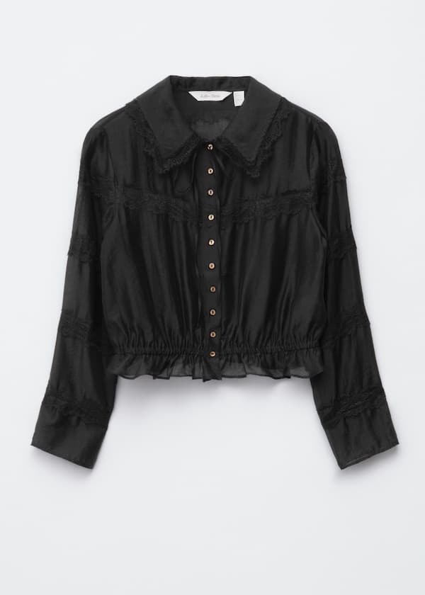 Long-Sleeve Lace Blouse