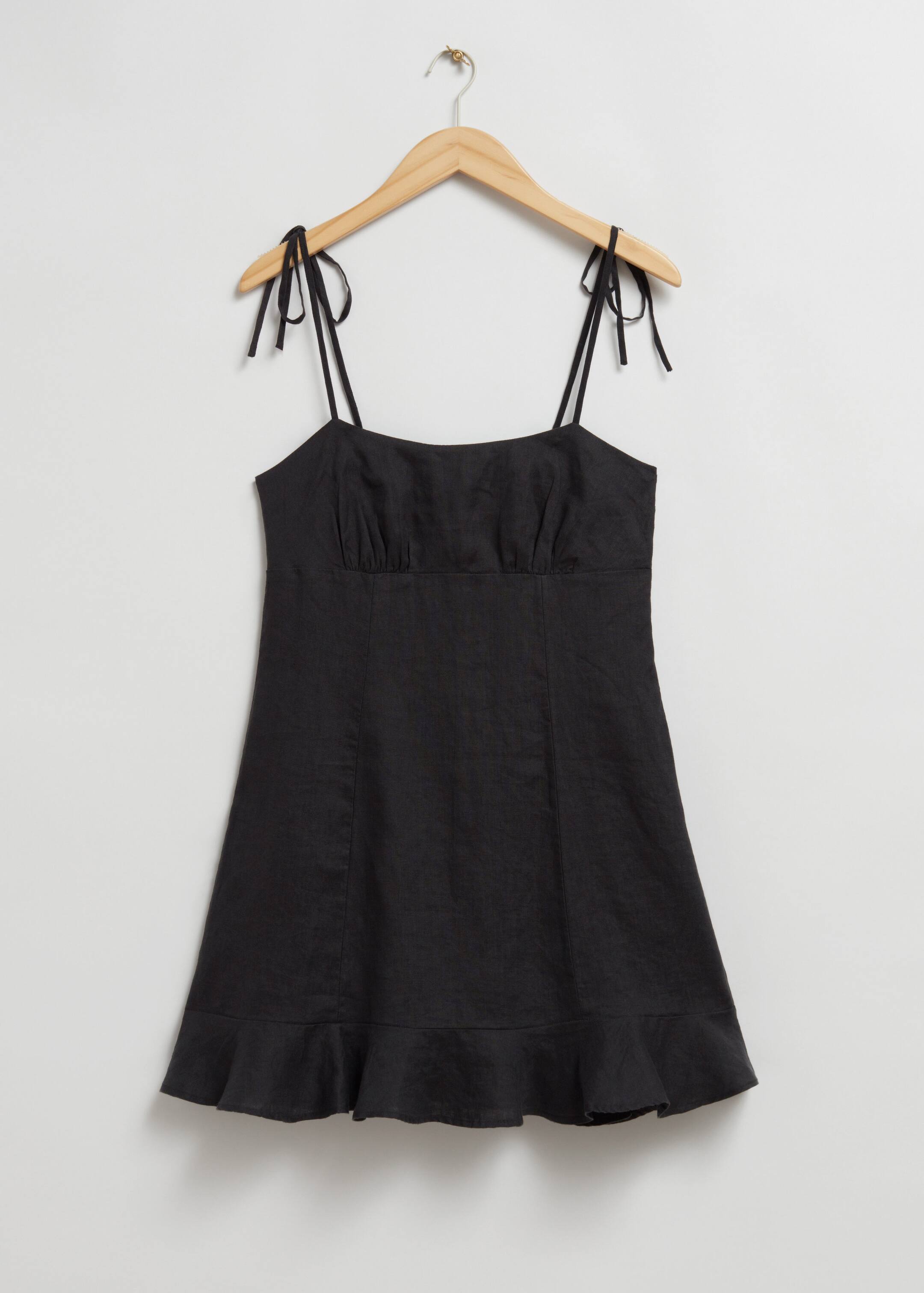 Strappy Linen Mini Dress - Black - Still Life