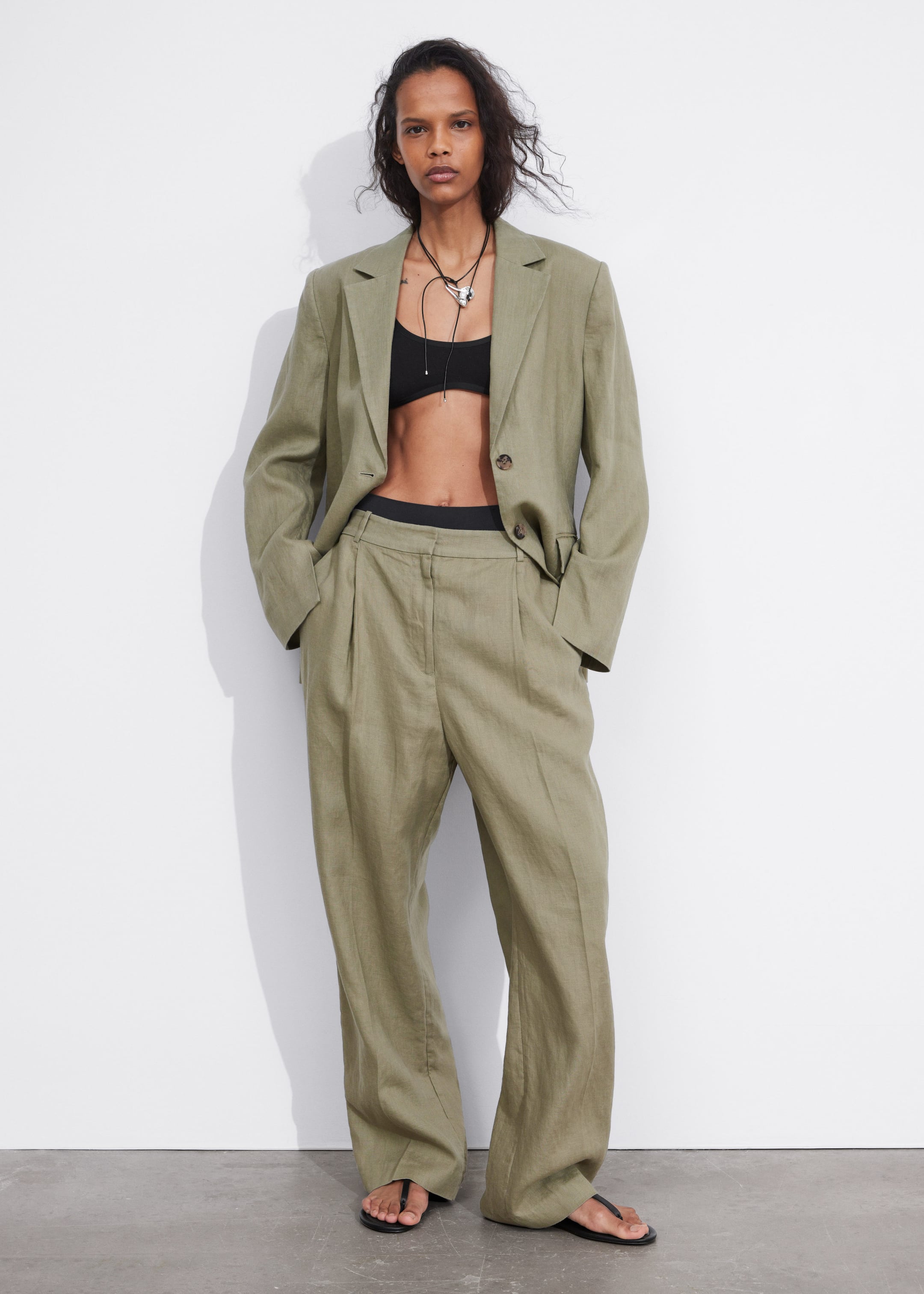 Image of Wide Linen Trousers