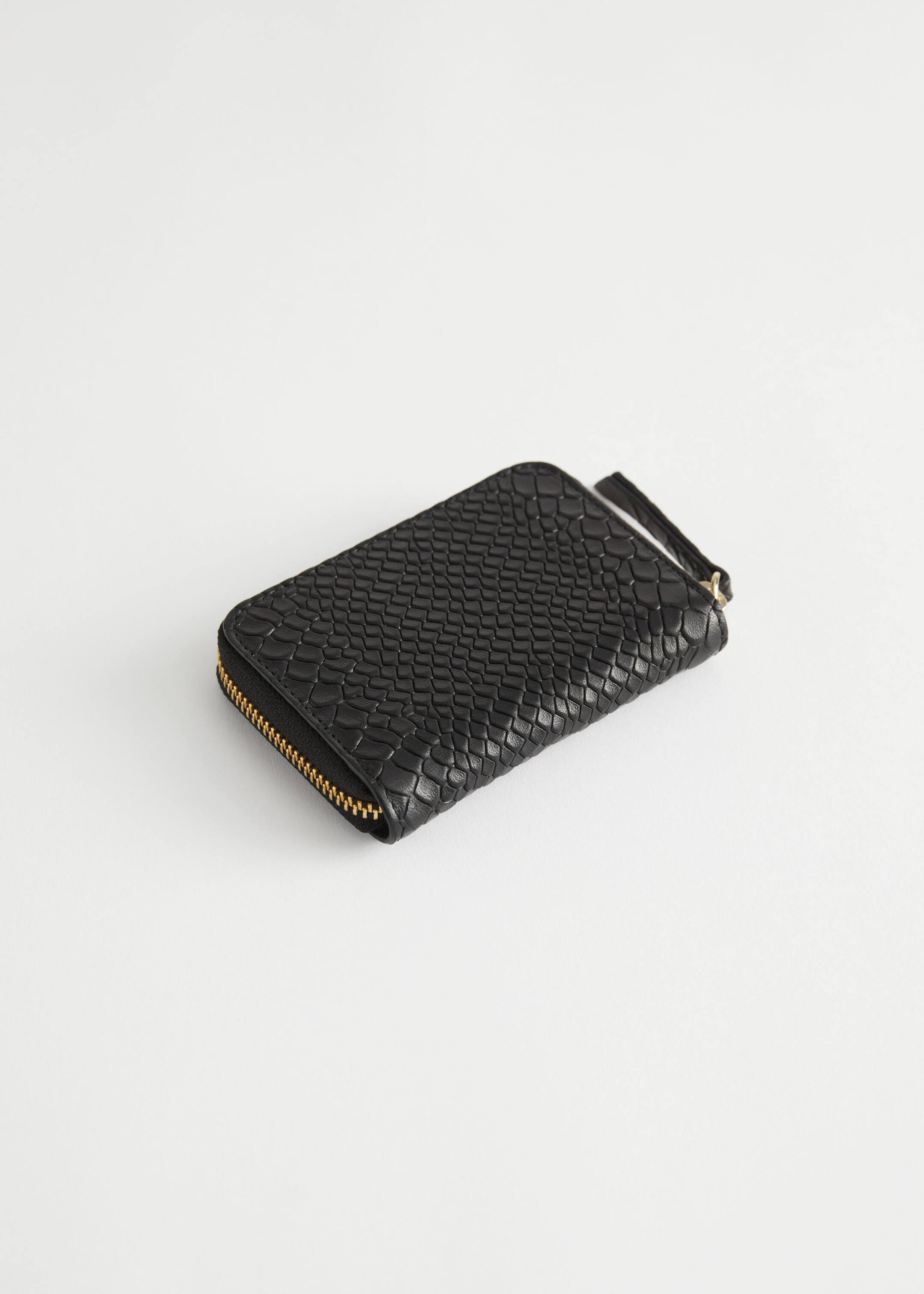 Snake Embossed Leather Wallet - Cream - Still Life