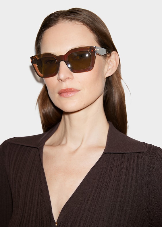 Rectangular-Frame Acetate Sunglasses