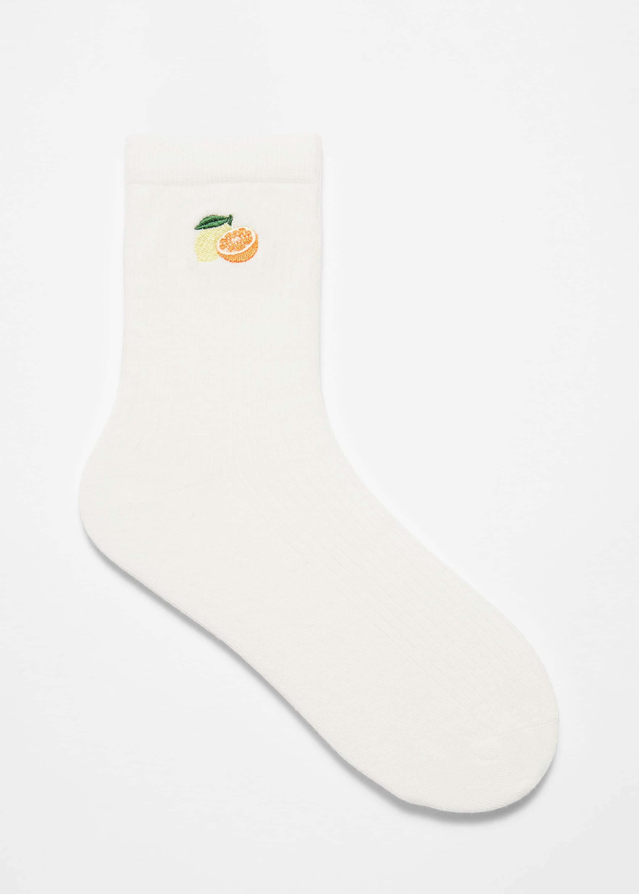 Embroidered Ankle Socks - Pink Flower - Still Life