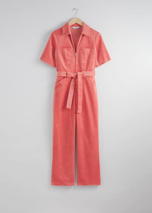 Belted Corduroy Jumpsuit