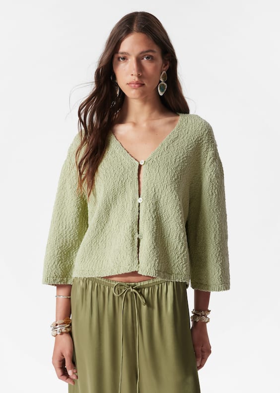 Knitted Short-Sleeve Cardigan