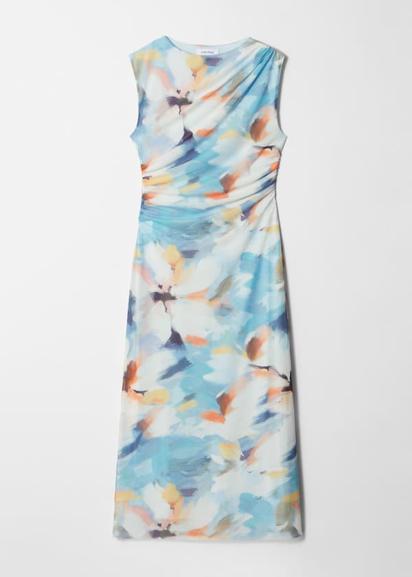 Draped Sleeveless Midi Dress