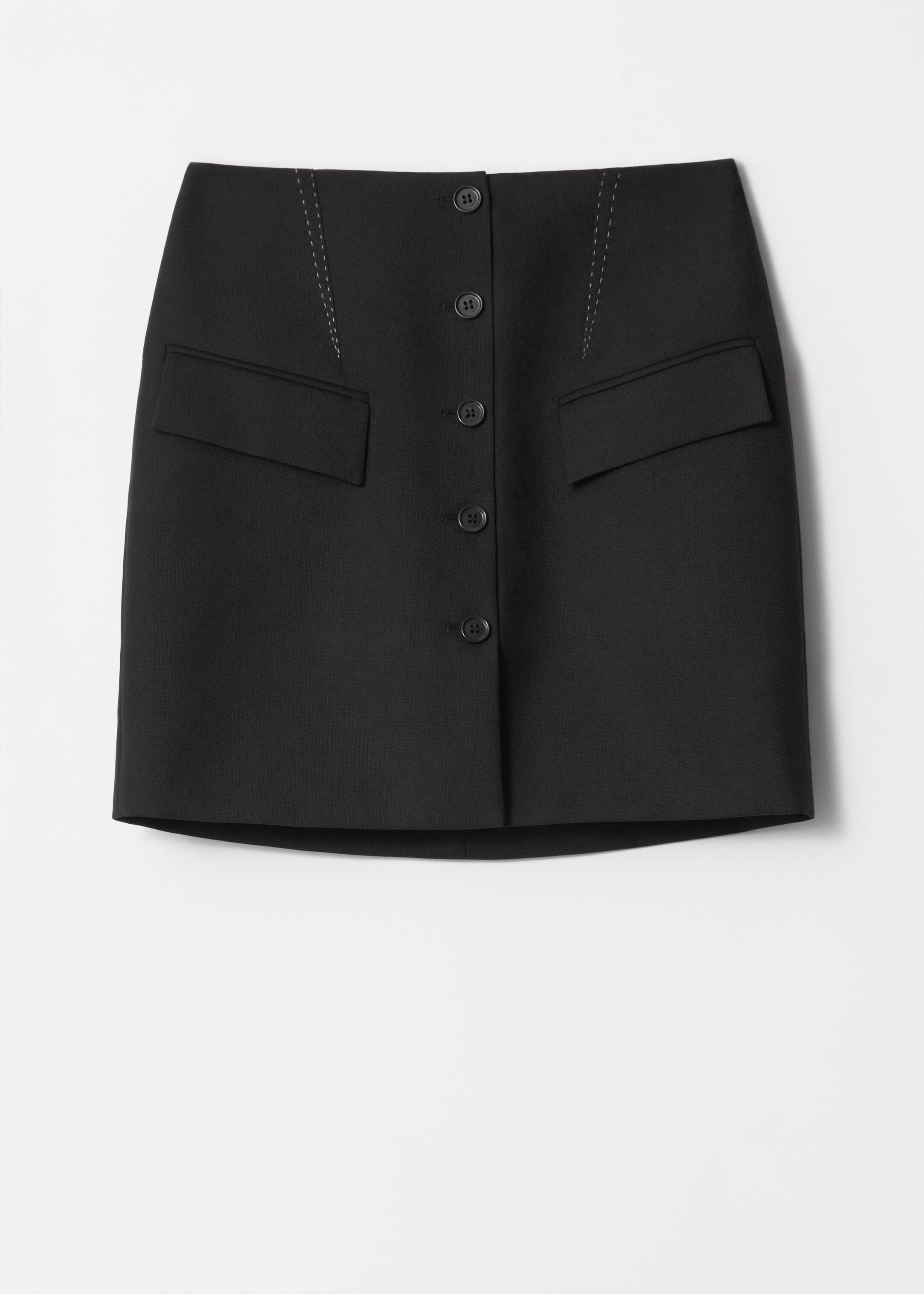 Buttoned Wool-Blend Mini Skirt