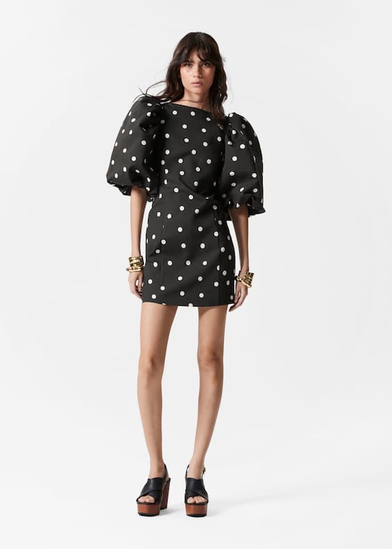 Puff-Sleeve Mini Dress