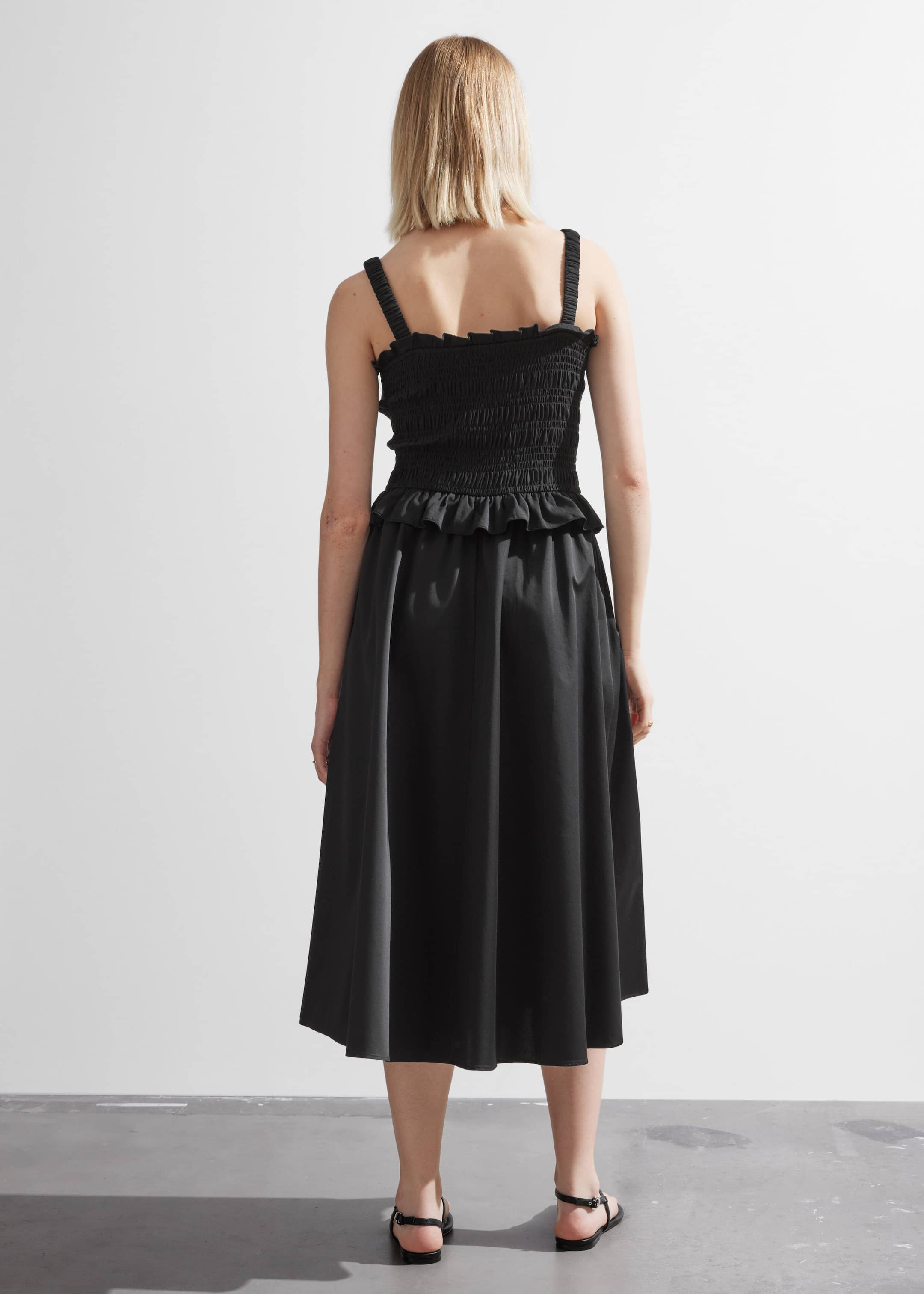 Ruched Midi Dress - Black - Lookbook