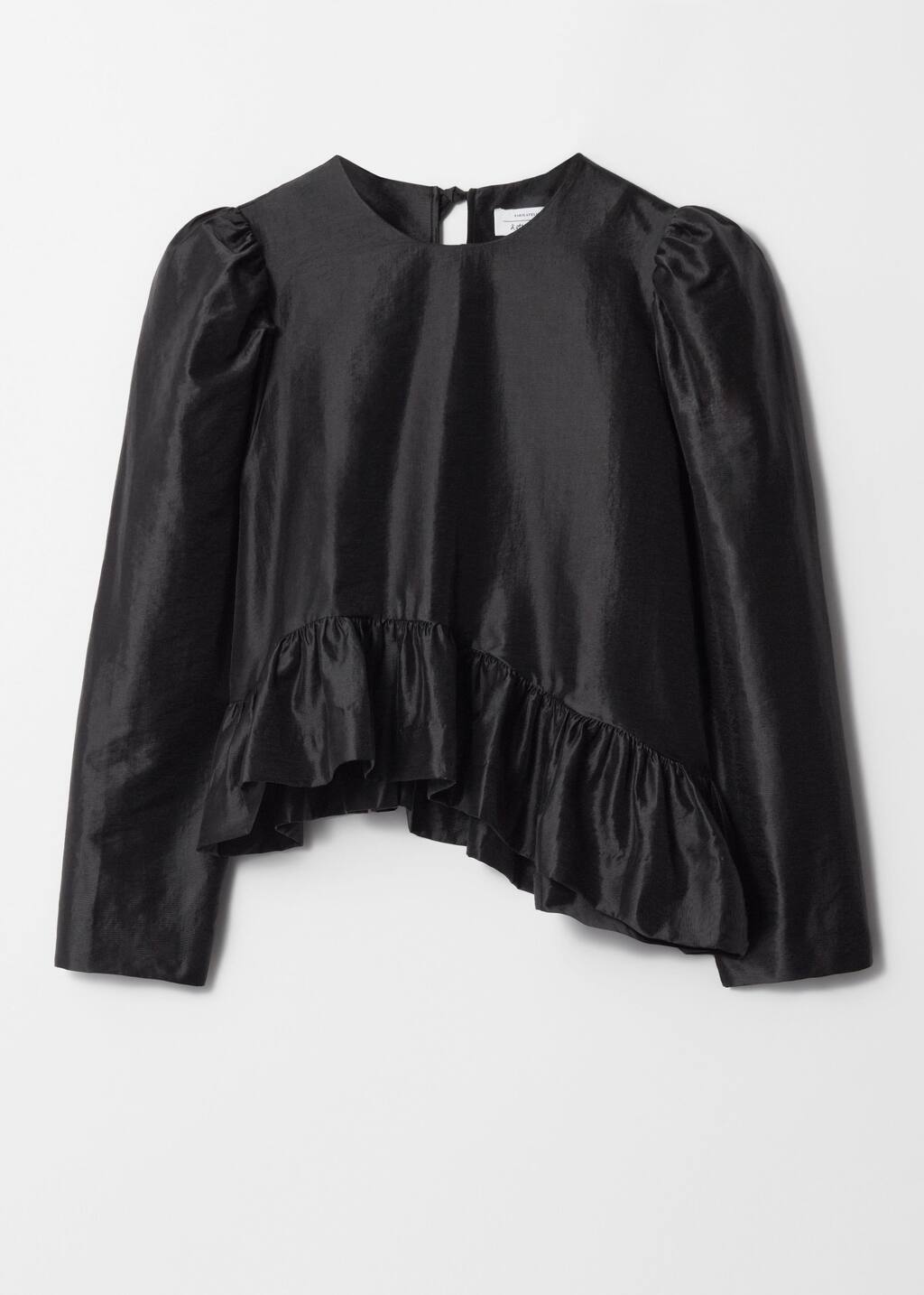 Asymmetric Ruffle-Peplum Blouse - Black - Blouses - & Other