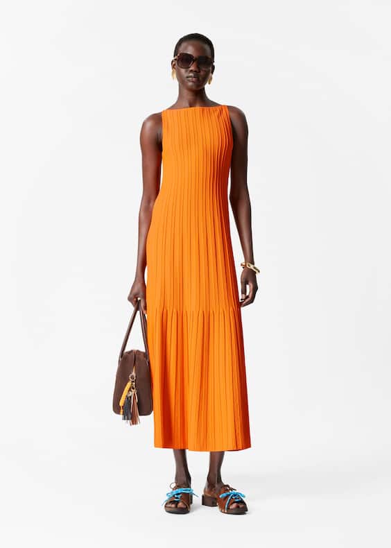 Rib-Knit Midi Dress