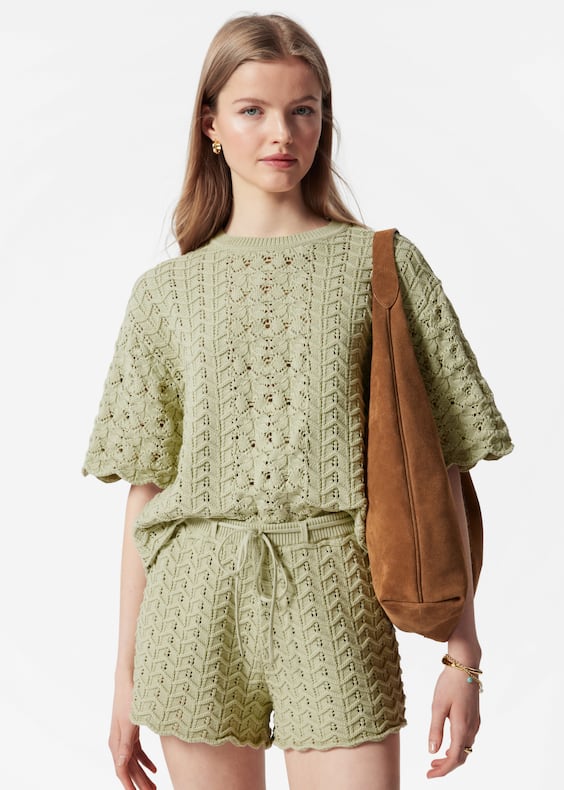 Pointelle-Knit T-Shirt