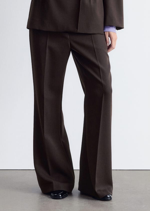 Flared Press-Crease Wool Trousers
