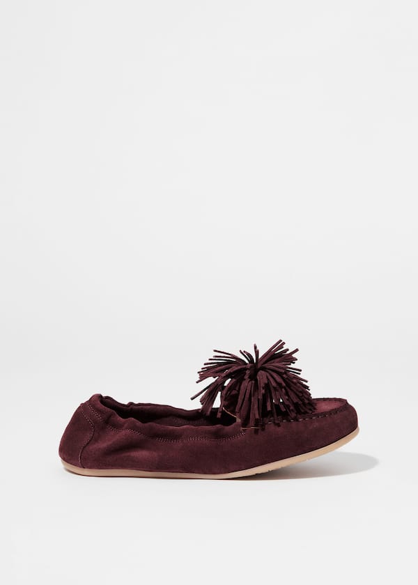 Pompom Suede Loafers