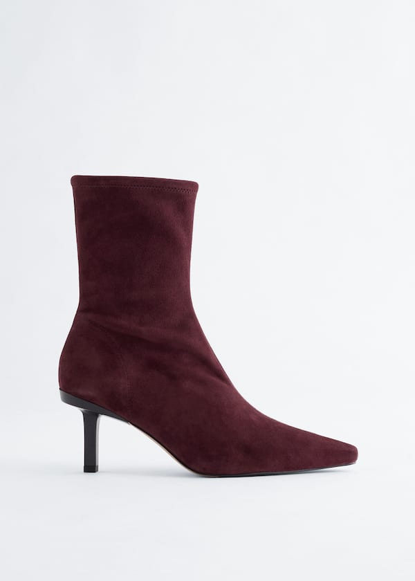 Stretch-Leather Ankle Boots