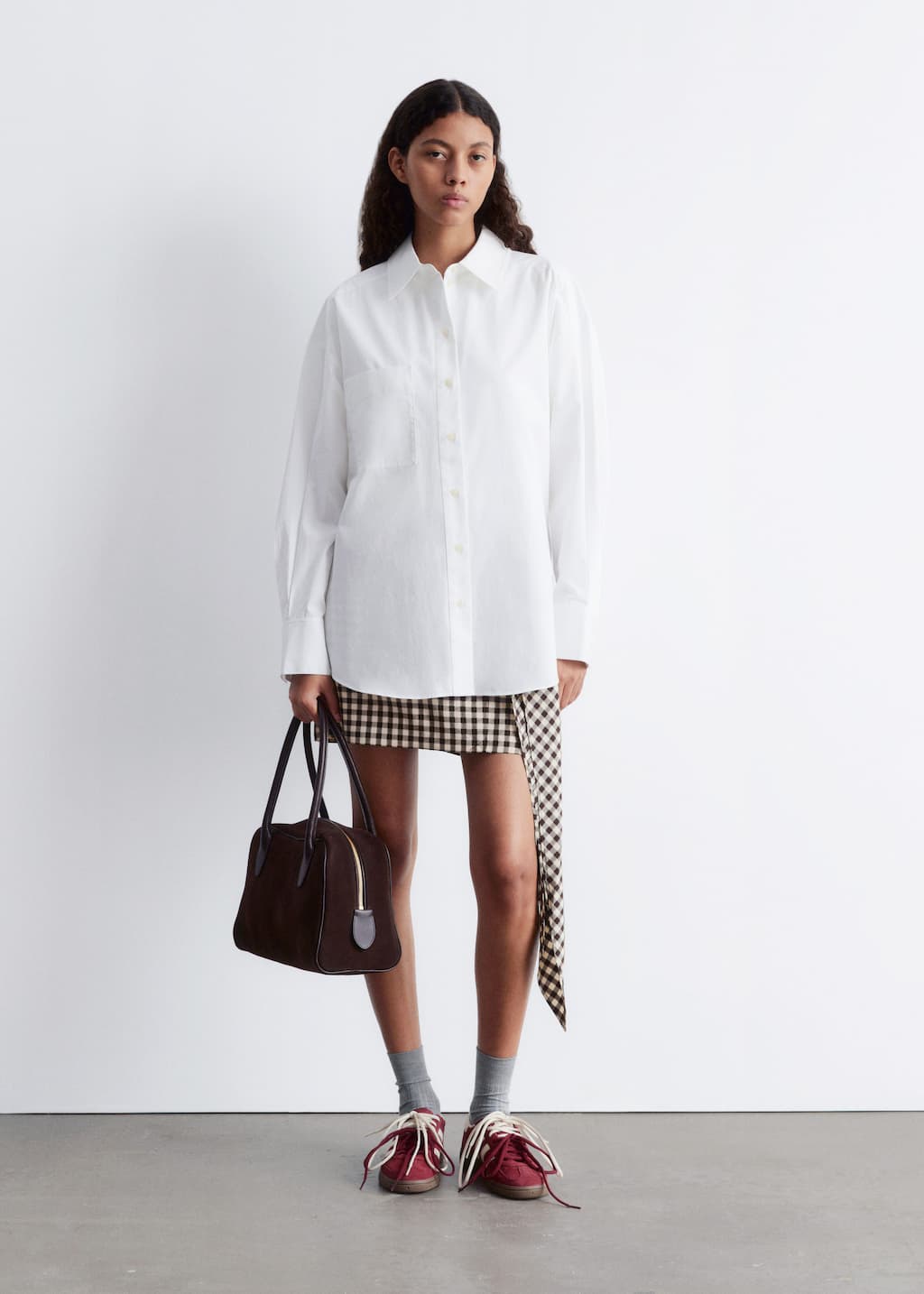 【MEDIA82】 Shirt Skirt (White) MEDIA(82) Lace Stud Skirt - White | International Store
