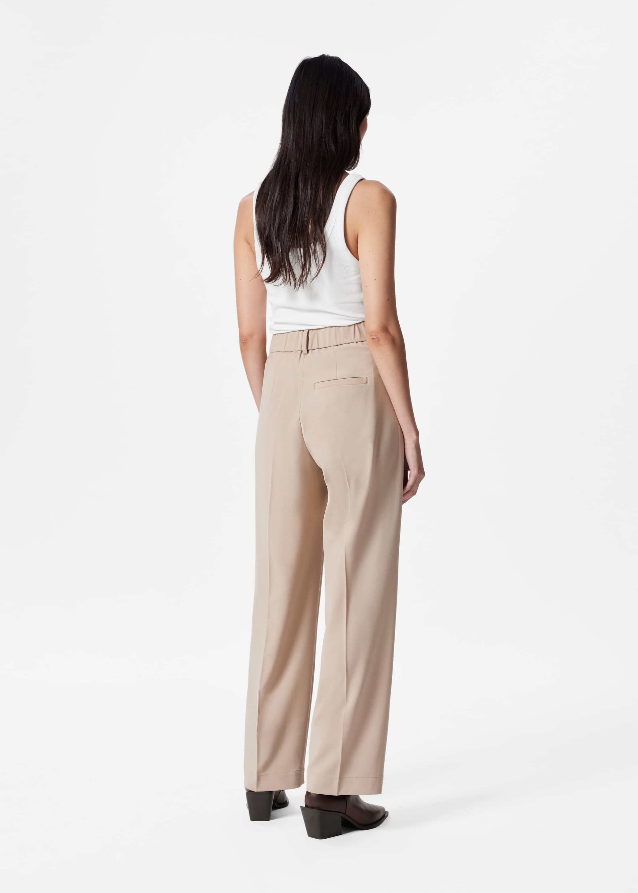 Straight-Leg Press-Crease Trousers - Beige - Lookbook