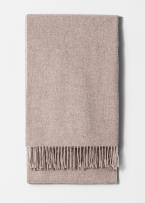 Fringed Wool Blanket Scarf