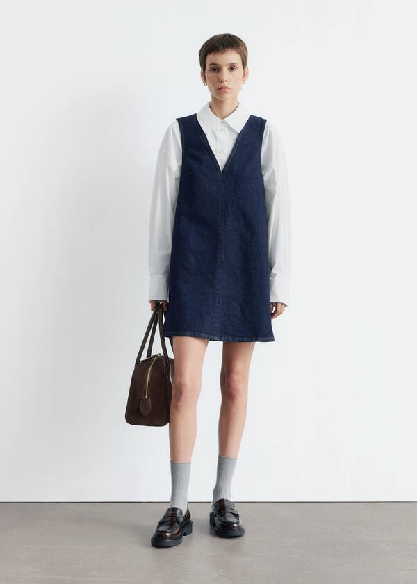 V-Neck Denim Mini Dress
