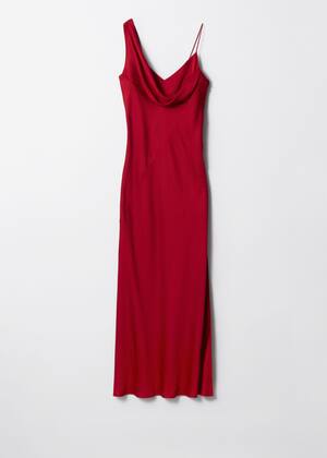 Asymmetric Tie-Neck Wool Dress