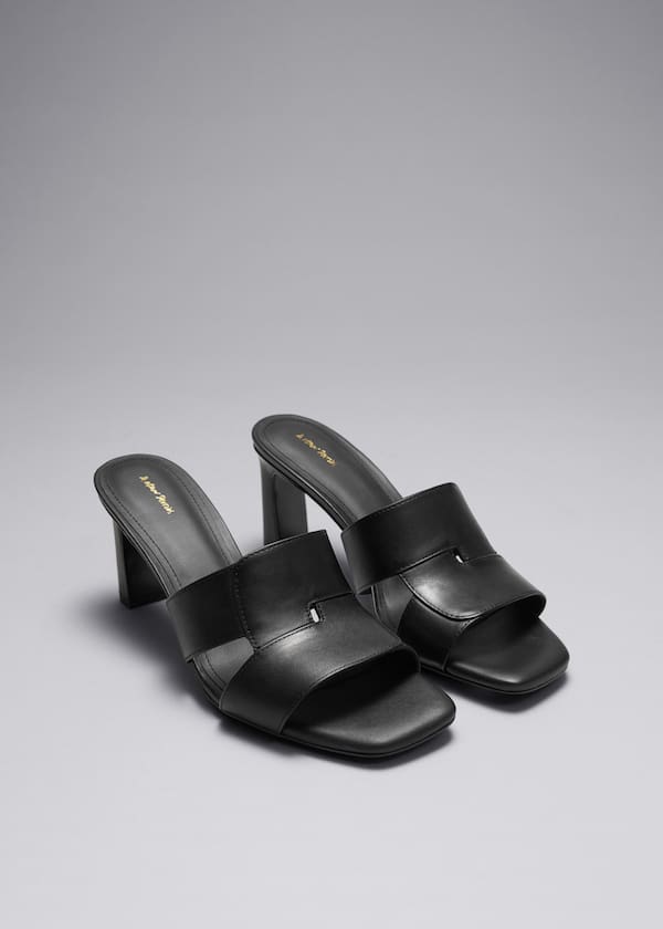 Heeled Leather Mules