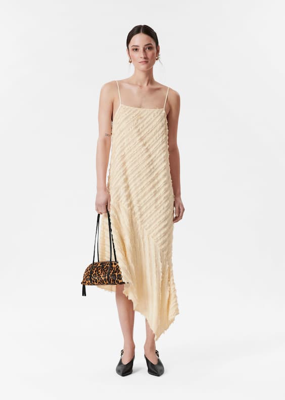 Textured Strappy Midi Dress