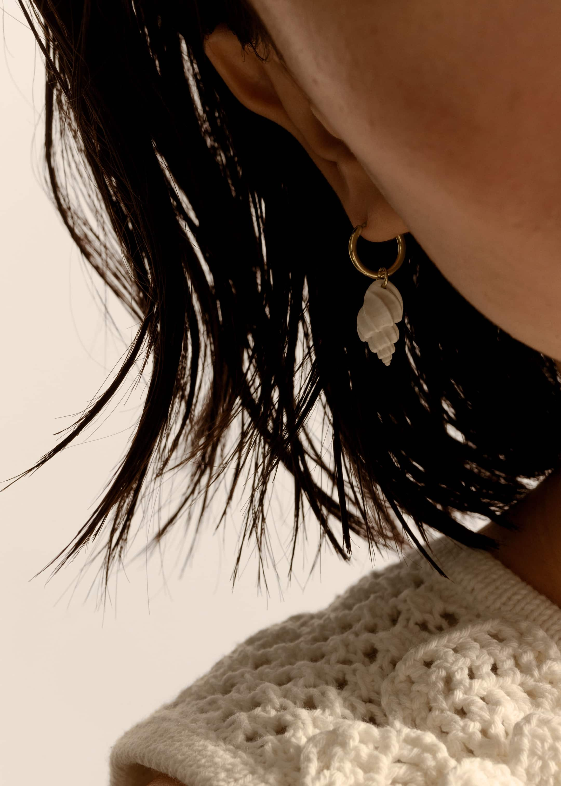 Seashell Hoop Earrings - Silver - Lookbook