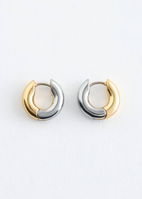 Two-Toned Chunky Hoop Earrings