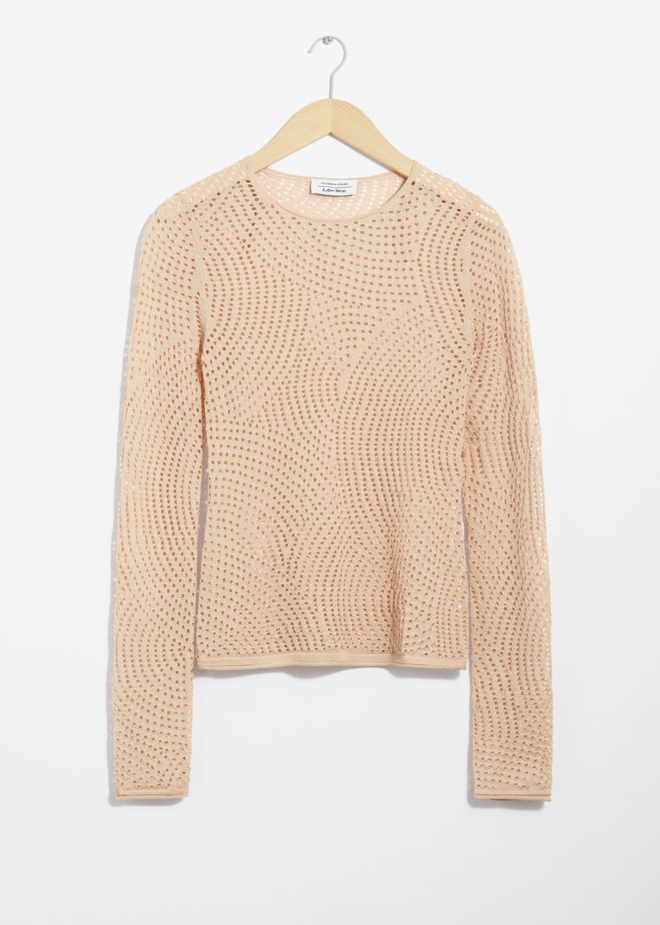 Mesh Oberteil Beige Long sleeve tops Other Stories AT