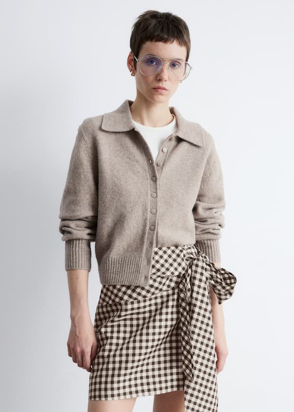 Knitted Collar Cardigan