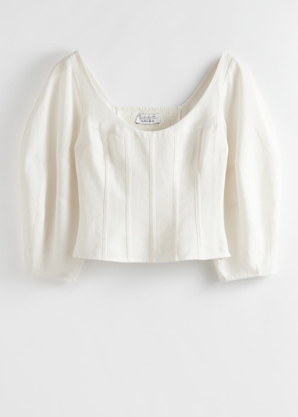 Blush Corset Style Ruffle Sleeve Cropped Blouse