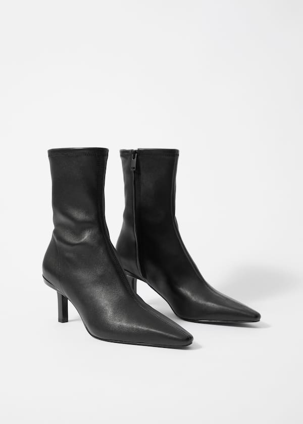 Stretch-Leather Ankle Boots