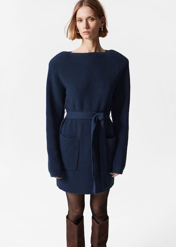 Belted Wool Mini Dress