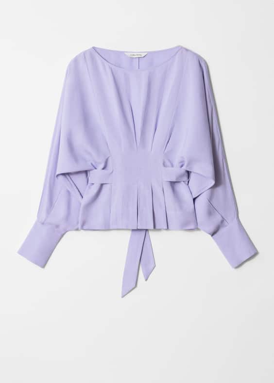 Pleated Boatneck Blouse