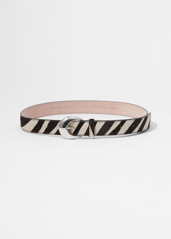 Cow-Print Leather Belt