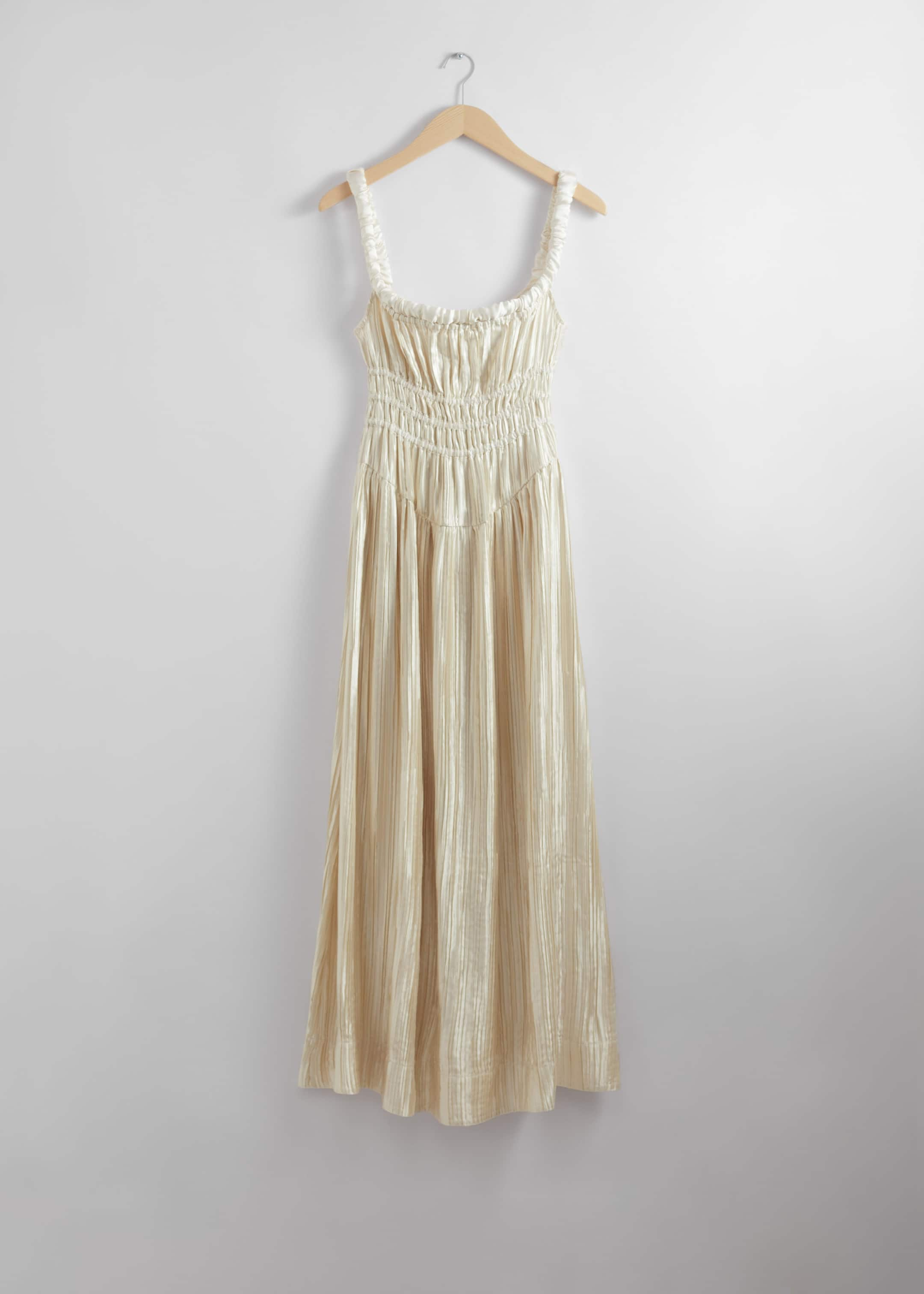 Shirred Satin Midi Dress - Cream - Still Life