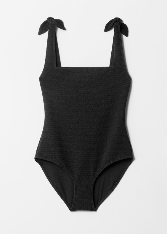 Textured Bow Tie Swimsuit